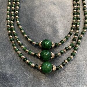 Emerald Green Glass Beaded Necklace